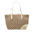 Gucci B Gucci Brown Beige with White Canvas Fabric GG New Britt Tote Italy