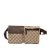Gucci B Gucci Brown Beige Canvas Fabric GG Double Pocket Belt Bag Italy