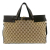 Gucci B Gucci Brown Beige Canvas Fabric GG Tote Italy