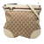 Gucci B Gucci Brown Beige with White Canvas Fabric GG Web Mayfair Crossbody Italy
