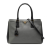 Prada B Prada Gray with Black Saffiano Leather Medium Bicolor Lux Galleria Satchel Italy