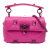 Valentino Pink Small Nappa Lacquer Monochrome Roman Stud Satchel Italy