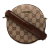 Gucci AB Gucci Brown Beige Canvas Fabric GG Round Crossbody Italy