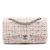 Chanel B Chanel White with Multi Tweed Fabric Medium Classic Double Flap France