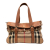 Burberry B Burberry Brown Light Brown Canvas Fabric Leather Trimmed House Check Handbag Italy