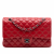 Chanel Classic Double Flap Medium Lambskin Leather Matelassè Shoulder Bag Red