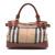 Burberry B Burberry Brown Light Brown Canvas Fabric Small House Check Bridle Hepburn Satchel Italy