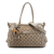 Gucci B Gucci Brown Beige Canvas Fabric GG Bella Satchel Italy