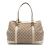 Gucci B Gucci Brown Beige Canvas Fabric GG Miss GG Tote Italy