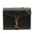 Saint Laurent AB Saint Laurent Black Calf Leather Grain De Poudre Monogram Cassandra Chain Wallet Italy