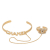 Chanel AB Chanel Gold Gold Plated Metal CC Rhinestone Logo Cuff Bracelet and Ring Set France