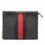 Gucci B Gucci Black Coated Canvas Fabric GG Supreme Web Clutch Italy