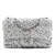 Chanel B Chanel Silver Satin Fabric Medium Seasonal Sequin Flap Italy