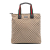 Gucci B Gucci Brown Beige Canvas Fabric GG Web Tote Italy