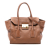 Prada B Prada Brown Calf Leather Vitello Daino Sound Lock Satchel Italy