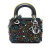 Christian Dior B Dior Black Lambskin Leather Leather Mini Lambskin 3D Floral Embroidered Lady Dior Italy