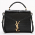 Saint Laurent Cassandre Mini Leather Moc Croc Top-handle Handbag Black