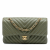 Chanel Classic Double Flap Medium Lambskin Leather Chevron Shoulder Bag Green