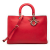 Christian Dior B Dior Red Calf Leather Large Smooth skin Diorissimo Satchel Italy