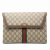 Gucci AB Gucci Brown Beige Coated Canvas Fabric GG Supreme Web Ophidia Flap Clutch Italy