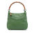 Gucci B Gucci Green Canvas Fabric Leather Bamboo Anita Handbag Italy
