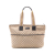Gucci B Gucci Brown Beige Canvas Fabric GG Web Tote Italy