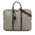 Gucci AB Gucci Brown Beige Coated Canvas Fabric GG Supreme Briefcase Italy