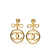 Chanel B Chanel Gold Gold Plated Metal CC Round Drop Clip On Earrings France