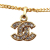Chanel B Chanel Gold Gold Plated Metal CC Rhinestone Pendant Necklace France