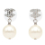 Chanel AB Chanel Silver Silver Plated Metal CC Crystal Faux Pearl Drop Push Back Earrings France