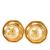 Chanel B Chanel Gold Gold Plated Metal CC Faux Pearl Octagon Clip on Earrings France