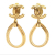 Chanel B Chanel Gold Gold Plated Metal CC Teardrop Dangle Hoop Clip On Earrings France