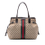 Gucci B Gucci Brown Beige Canvas Fabric GG Web Tassel Tote Italy