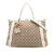 Gucci B Gucci Brown Beige Canvas Fabric Large GG Bella Satchel Italy