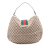 Gucci B Gucci Brown Beige with White Canvas Fabric Large GG Web New Ladies Hobo Italy
