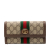 Gucci B Gucci Brown Coated Canvas Fabric GG Supreme Web Ophidia Continental Wallet Italy