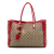 Gucci B Gucci Brown Beige with Red Canvas Fabric Medium GG Bella Tote Italy