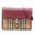 Burberry B Burberry Red Calf Leather Small and House Check Canvas Derby Macken Crossbody Italy