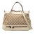 Gucci B Gucci Brown Beige with White Canvas Fabric GG Web Mayfair Satchel Italy