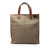 Gucci B Gucci Brown Beige Coated Canvas Fabric GG Supreme Web Tote Italy