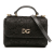 Dolce&Gabbana AB Dolce & Gabbana Black Silk Fabric and Lace Crystal Embellished DG Flap Satchel Italy