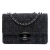 Chanel B Chanel Black Tweed Fabric Large Quilted Beauty Lock Flap Italy