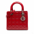 Christian Dior Lady Dior Medium Patent Leather Zip Cannage Tote Handbag Red