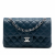 Chanel Classic Double Flap Small Lambskin Leather Matelassè Shoulder Bag Blue
