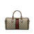 Gucci AB Gucci Brown Beige Coated Canvas Fabric GG Supreme Ophidia Web Satchel Italy