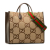 Gucci AB Gucci Brown Beige Canvas Fabric Jumbo GG Web Convertible Tote Italy