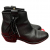 Valentino Garavani Valentino Rockstud Black Pebbled Leather Fringe Western Short Ankle Boots