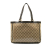 Gucci AB Gucci Brown Beige Canvas Fabric GG Abbey Pocket Tote Italy