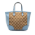 Gucci AB Gucci Brown Beige with Blue Light Blue Canvas Fabric GG Bree Satchel Italy