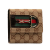 Gucci AB Gucci Brown Beige Canvas Fabric GG Web Hasler Small Wallet Italy